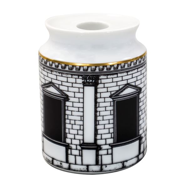 Piero Fornasetti - Small porcelain candle holder, Palladiana decoration. Piero Fornasetti for Rosenthal