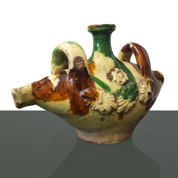 Scaldamano in ceramica policroma, Italia meridionale