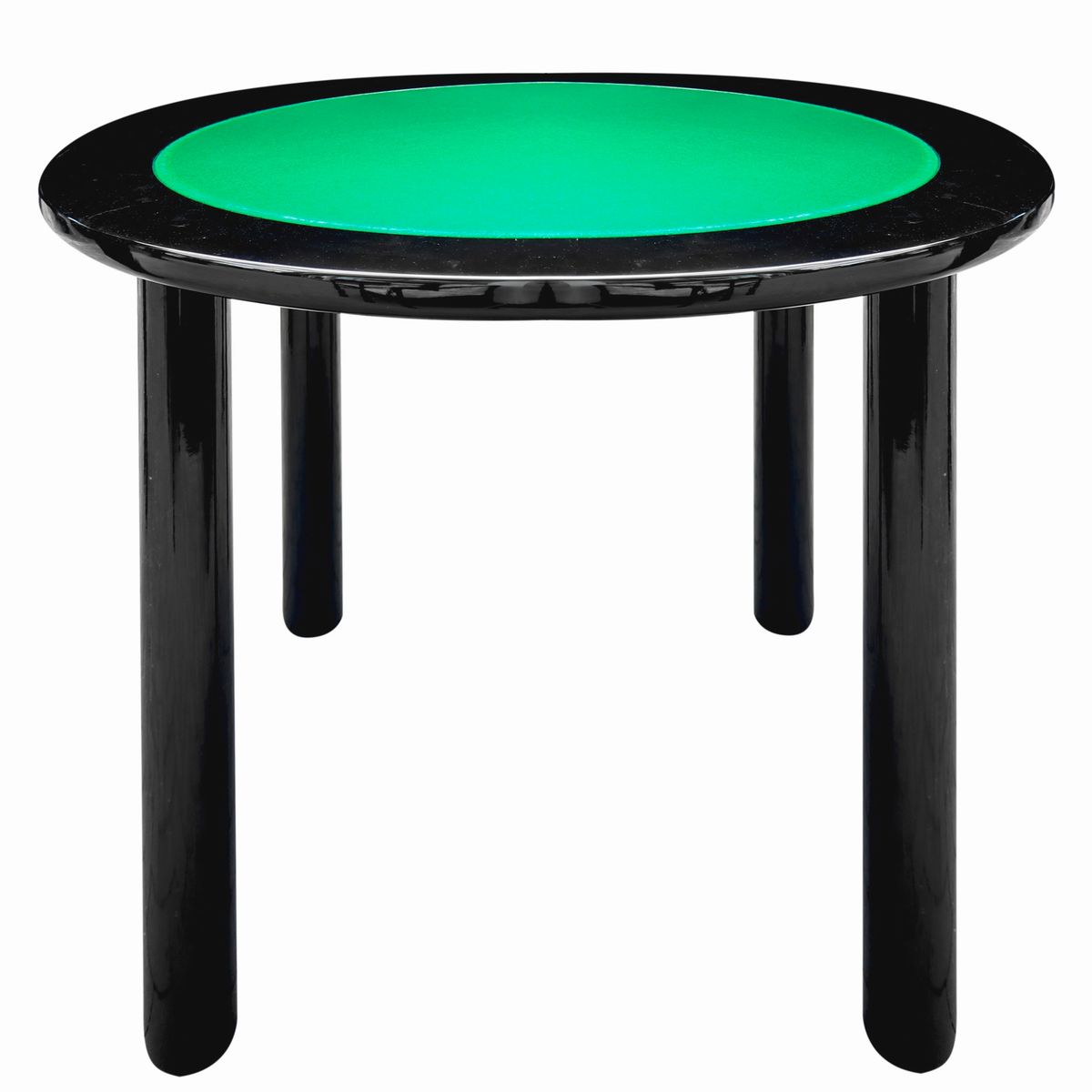 Tavolo da Gioco Laccato Nero Bifacciale con Tappeto Verde con 4 Sedie Laccate con Tapezzeria