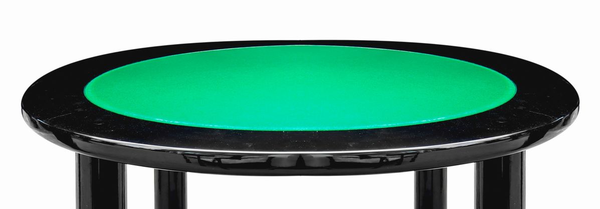 Tavolo da Gioco Laccato Nero Bifacciale con Tappeto Verde con 4 Sedie Laccate con Tapezzeria