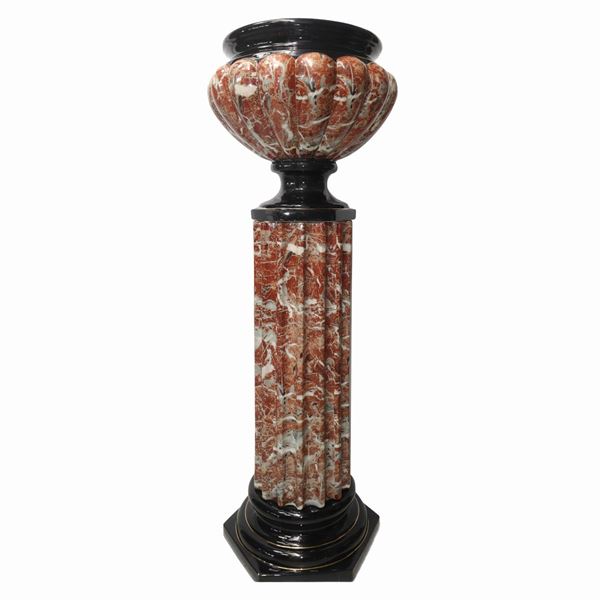 Column with terracotta vase