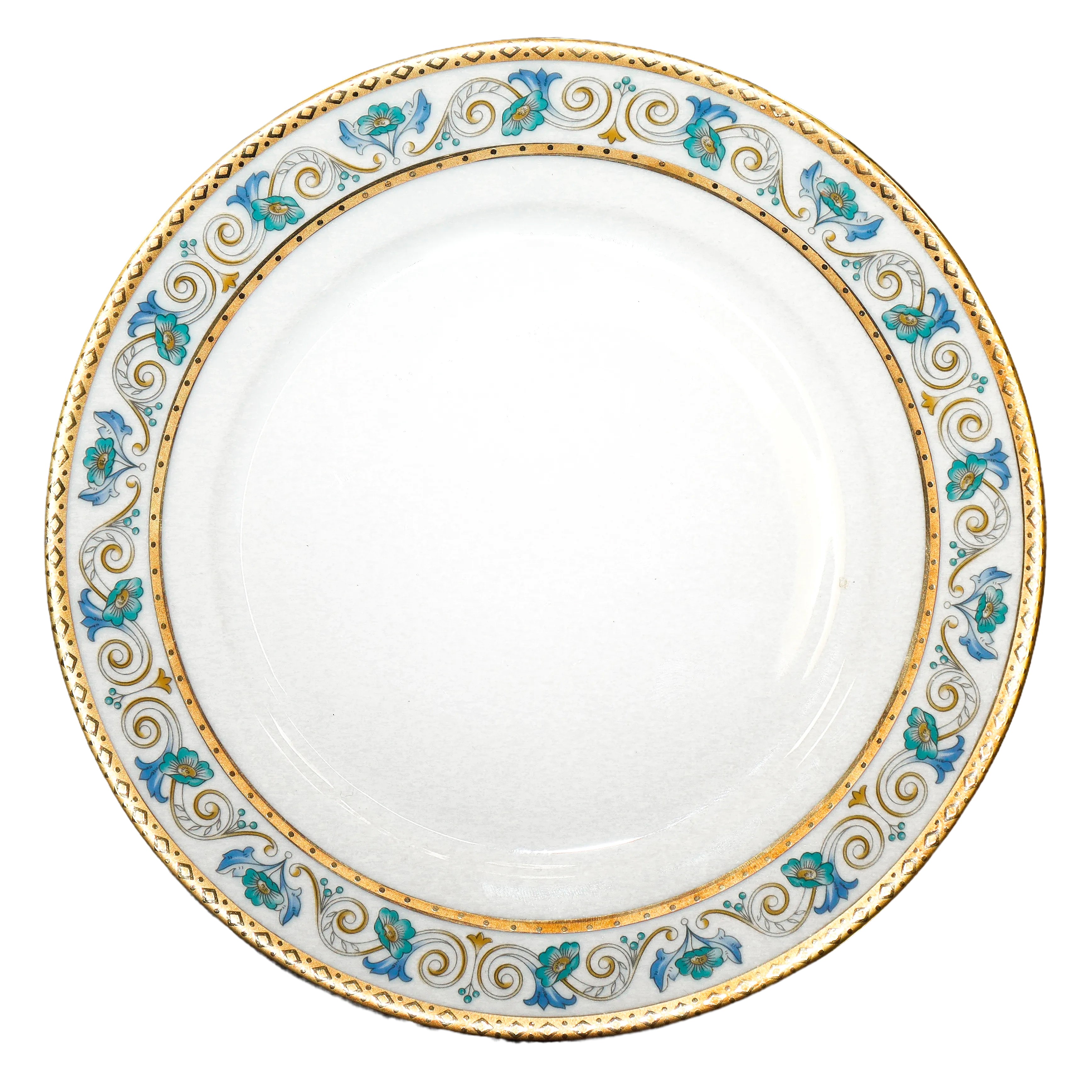 Completissimo Servizio di piatti in porcellana con decorazioni con motivi floreali e oro.