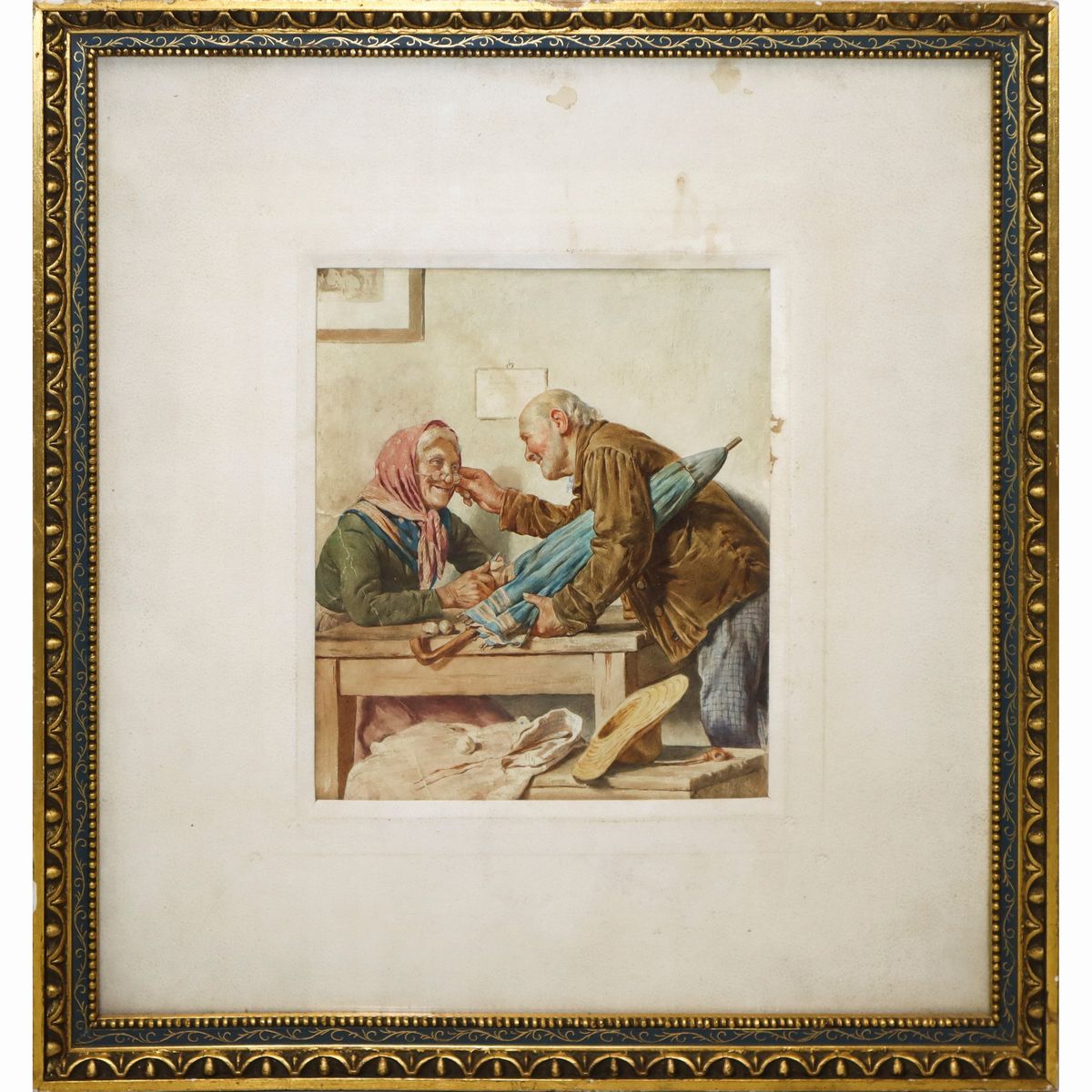 Eugenio Zampighi - Scena Familiare di Anziani