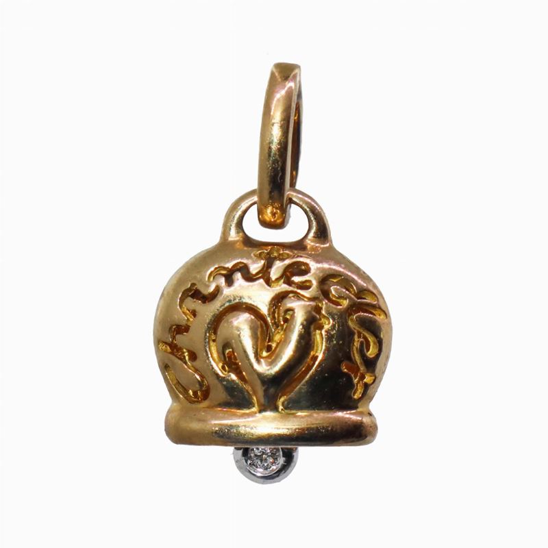 Ciondolo Chantecler, Campanella in Oro 18kt con Brillantino 0,02 Ct