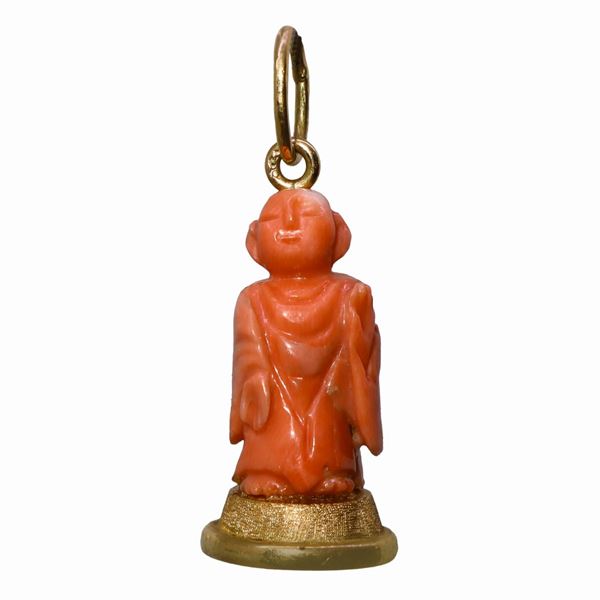 Coral Buddha pendant
