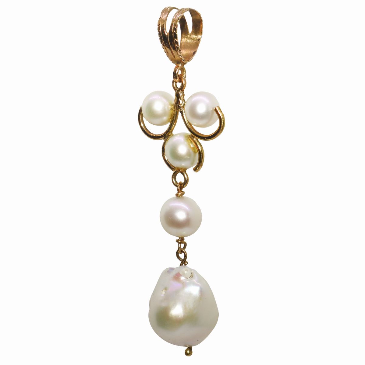 Ciondolo in Oro 18 Kt con Perle di Fiume e Coltivate