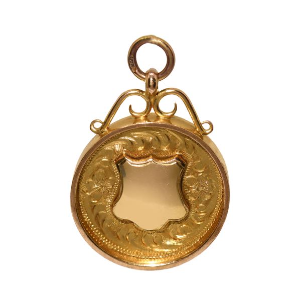 Medal pendant, metal setting, 9 kt gold coin dated 1930