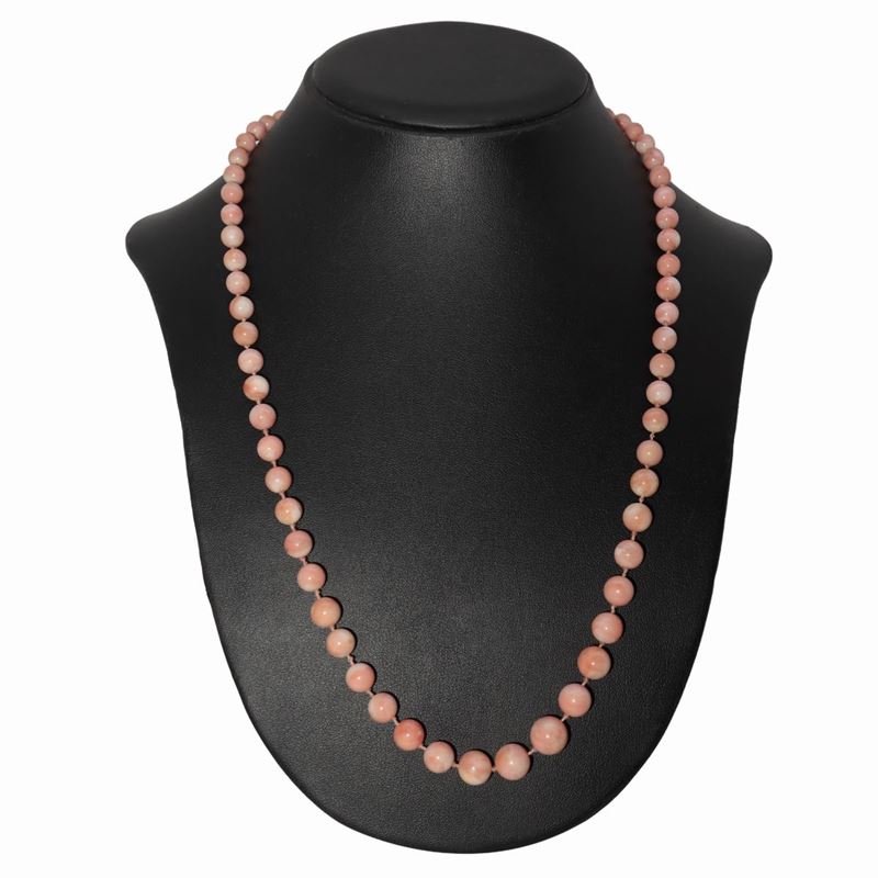 Collana in Corallo Rosa , Susta in Oro 18kt e Corallo