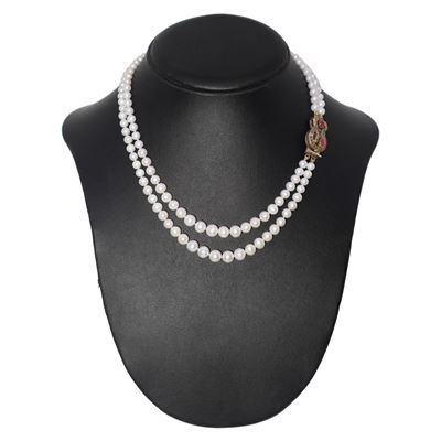 Collana in Argento con Rubini e Chiusura in Argento e Rubini