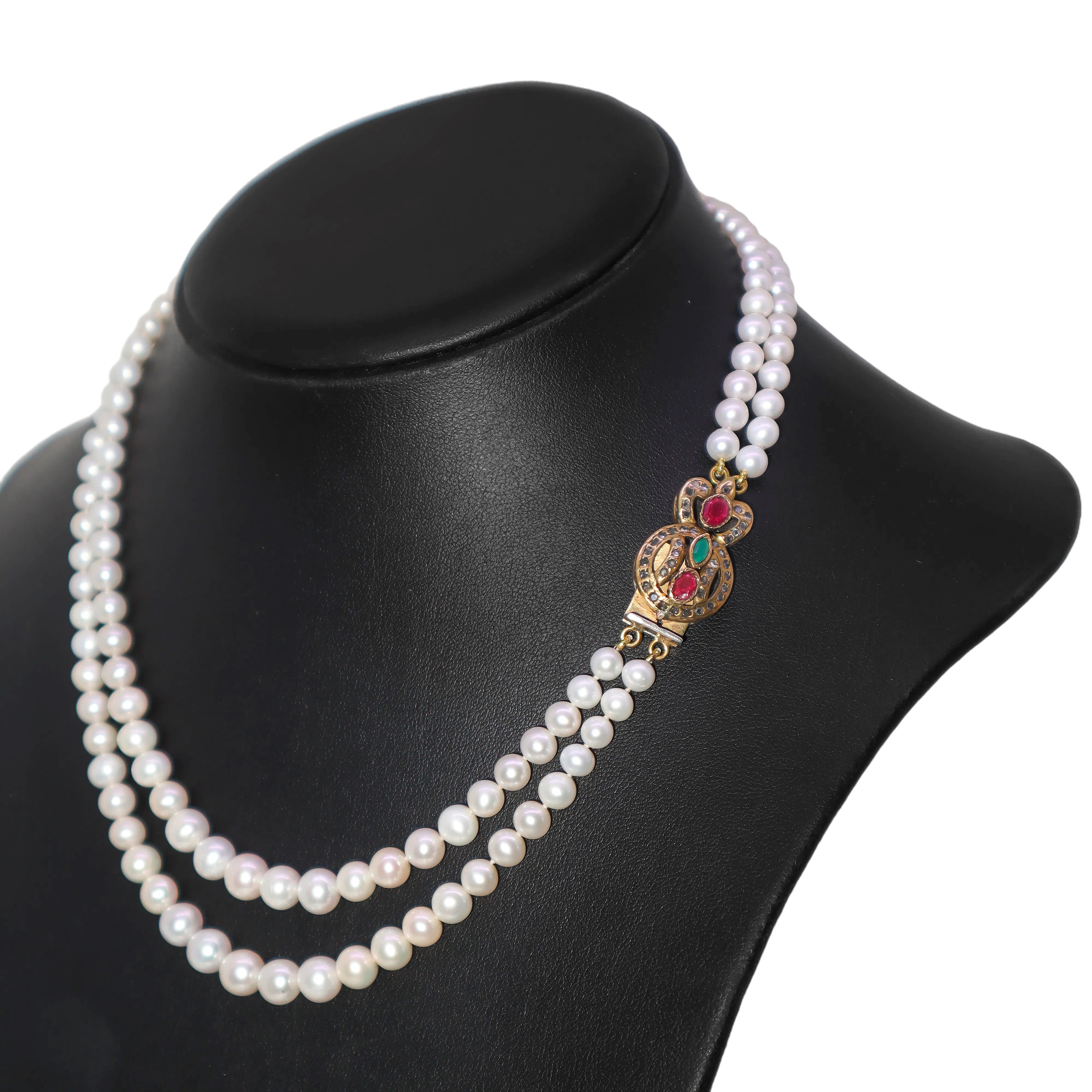 Collana in Argento con Rubini e Chiusura in Argento e Rubini