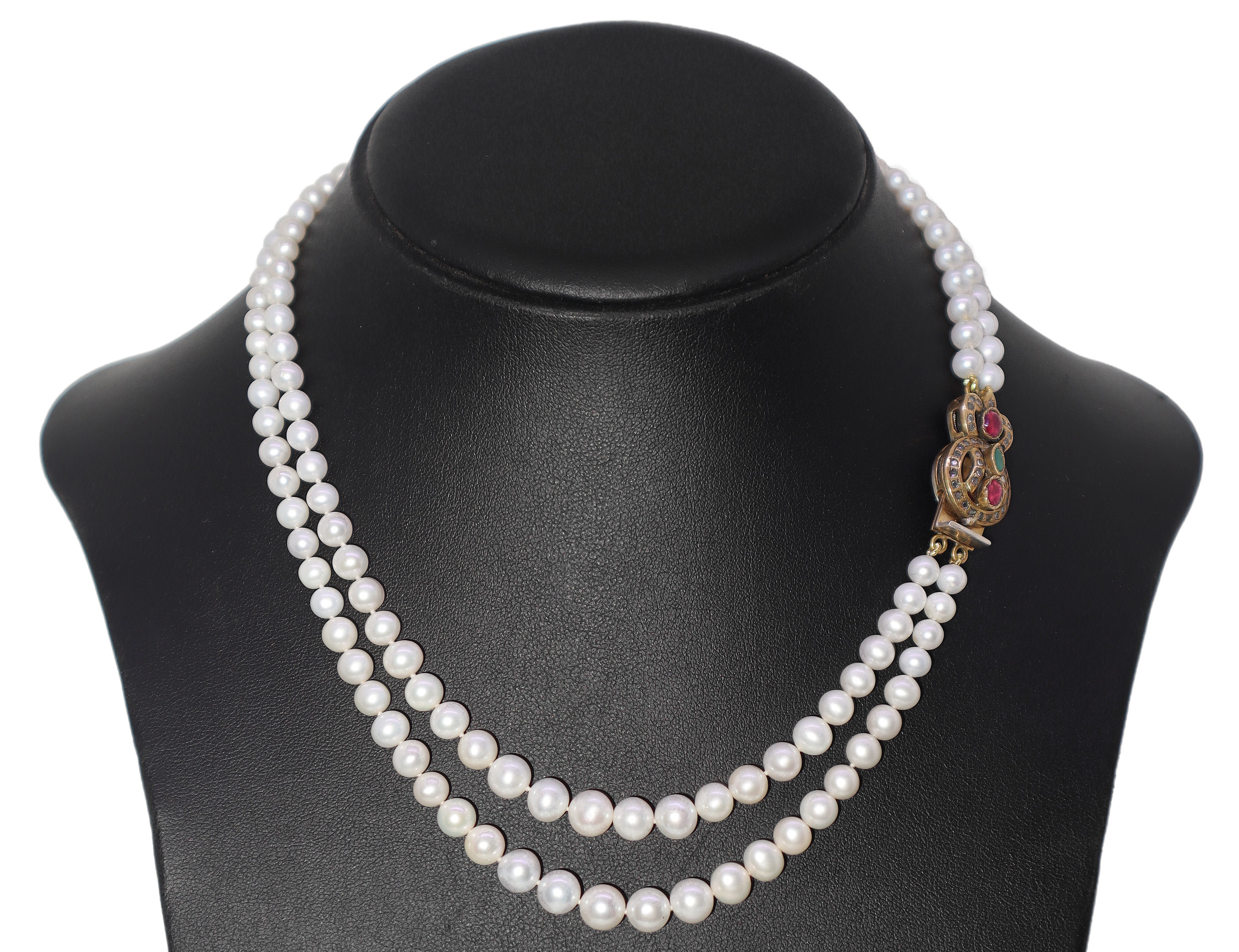 Collana in Argento con Rubini e Chiusura in Argento e Rubini
