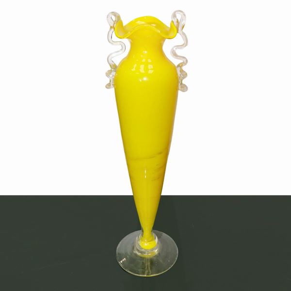 Yellow Murano glass vase