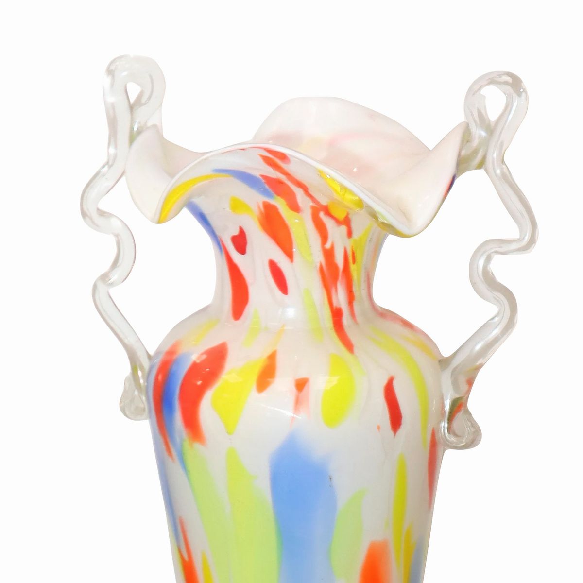 Vaso in Vetro di Murano nei Toni del Blu e Dell'arancione