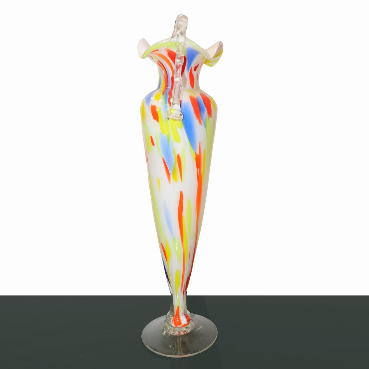 Vaso in Vetro di Murano nei Toni del Blu e Dell'arancione