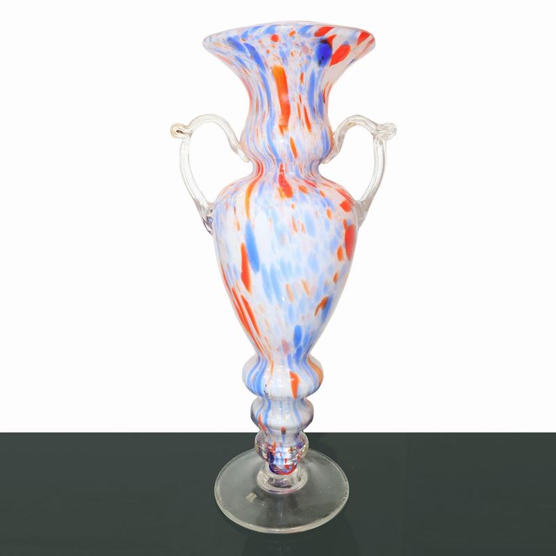 Fratelli Toso - Vaso in Vetro di Murano nei Toni del Giallo, Arancione e Blu
