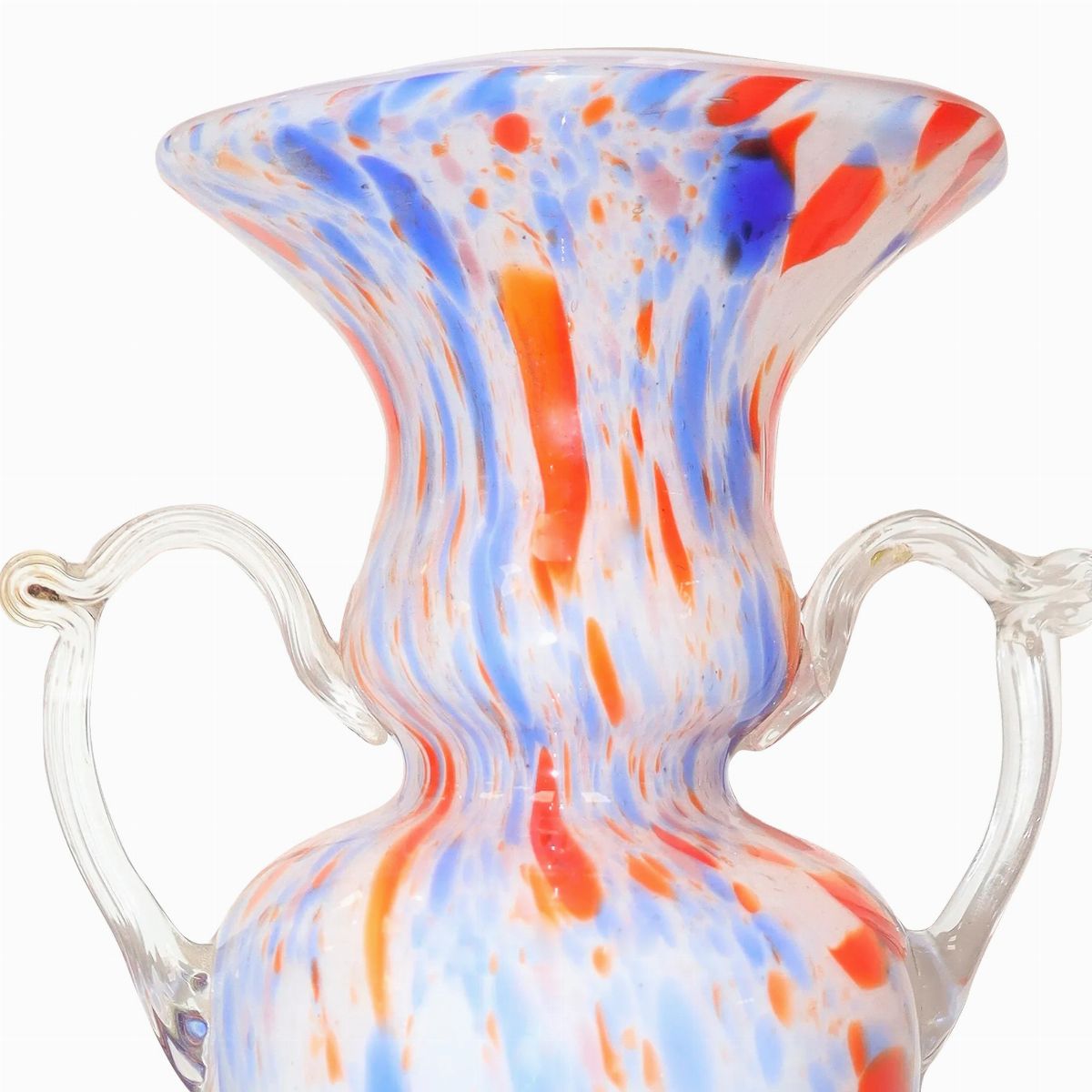 Fratelli Toso - Vaso in Vetro di Murano nei Toni del Giallo, Arancione e Blu