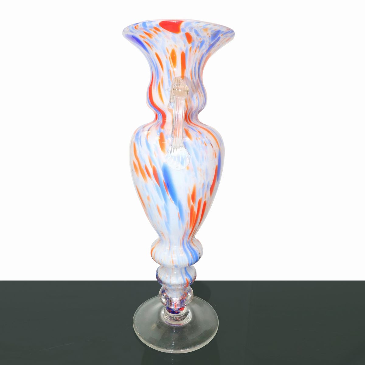Fratelli Toso - Vaso in Vetro di Murano nei Toni del Giallo, Arancione e Blu