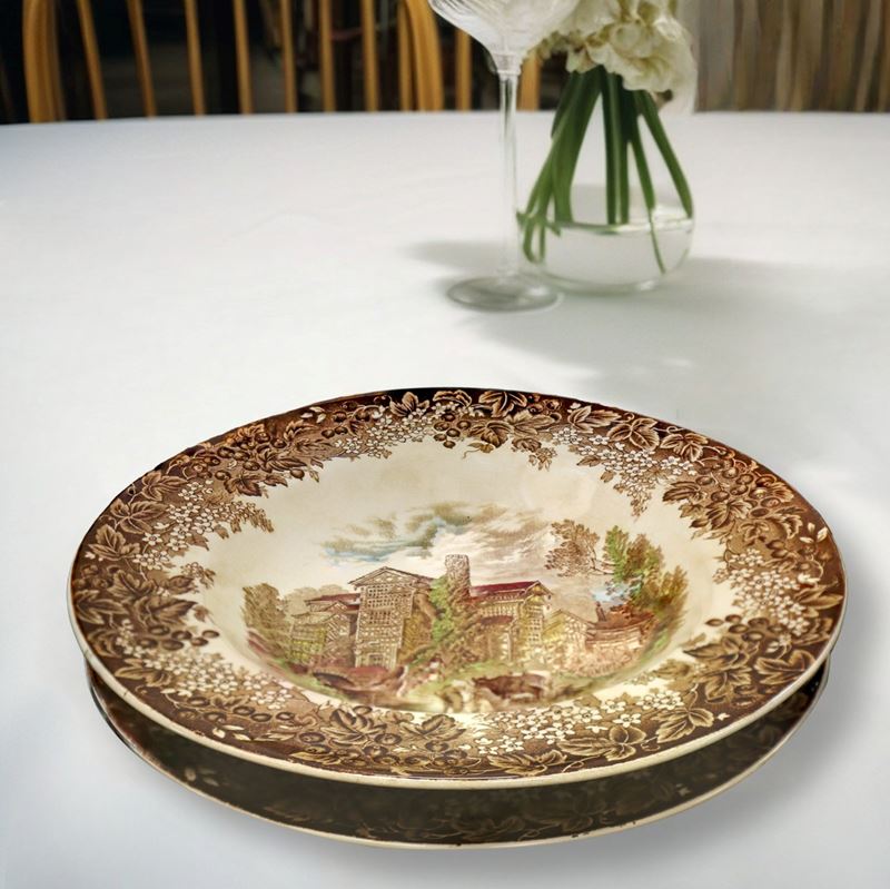 Servizio piatti policromi dis. Romantic England completo per 8