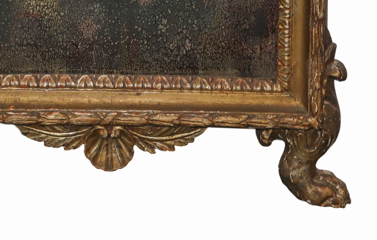 Specchiera in Legno Dorato a Foglia con Specchio al Mercurio