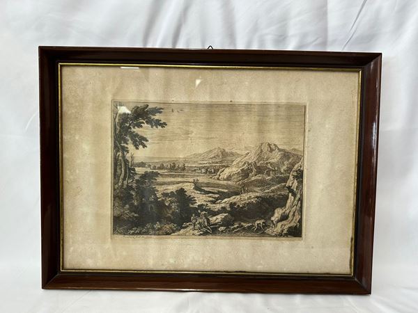 Landscape with characters  - Etching - Auction Eclectic Auction - Casa d'aste La Rosa