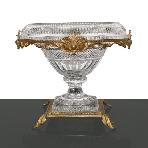 Crystal and brass stand