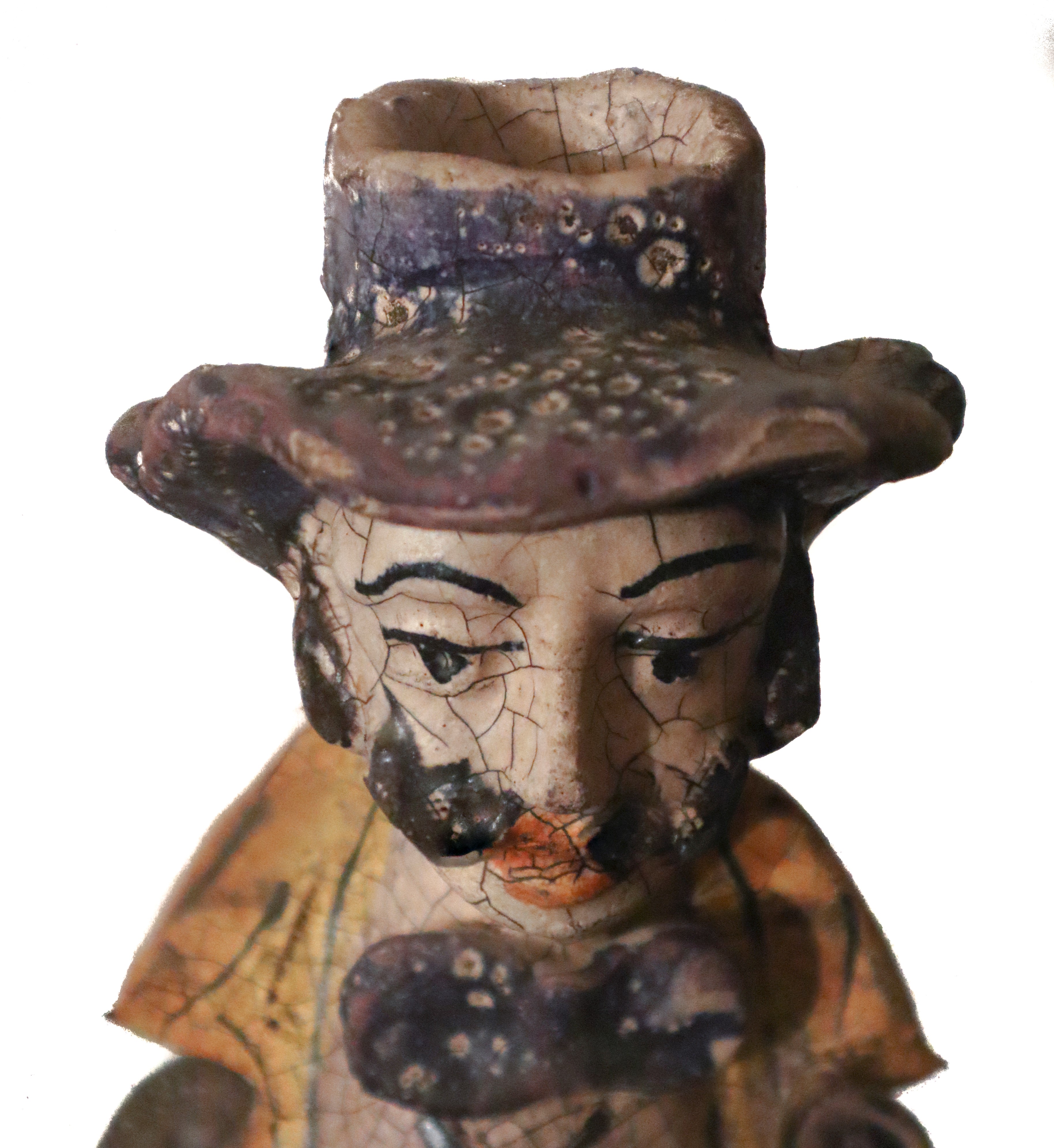 Lumiera in Ceramica Policroma di Catagirone, Figura Maschile Siciliana