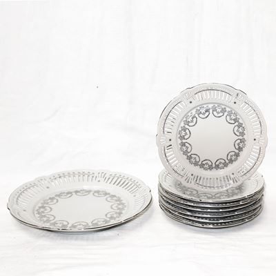 Servizio da Dolce con Decorazioni Color Argento