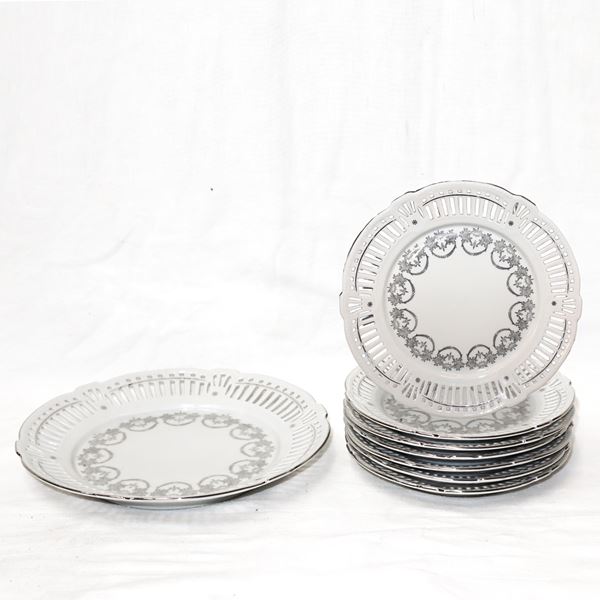 Bavaria Schwarzenhammer - Dessert service with silver decorations