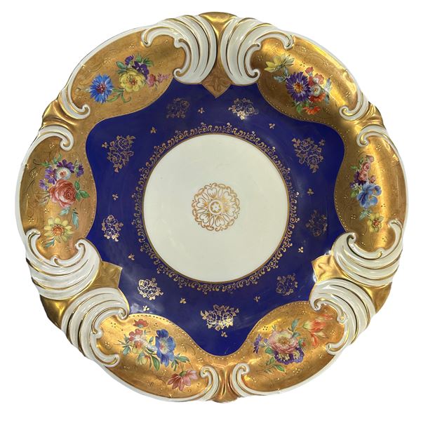 Tulowice Porcelain Poland - Hand painted porcelain wall plate with floral motifs