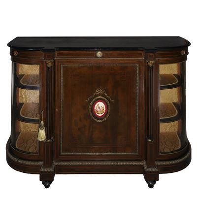 Etagere Francese, con sportello centrale e vetrine laterali, H cm 107 x L cm 151 x P cm 43