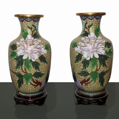 Coppia di Vasi Cinesi Cloisonne