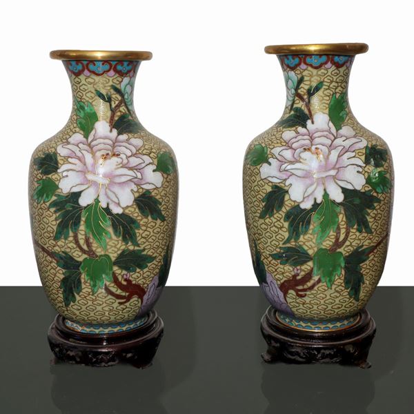 Coppia di vasi cinesi cloisonne