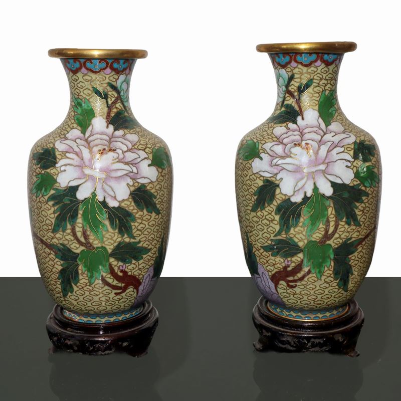 Coppia di Vasi Cinesi Cloisonne