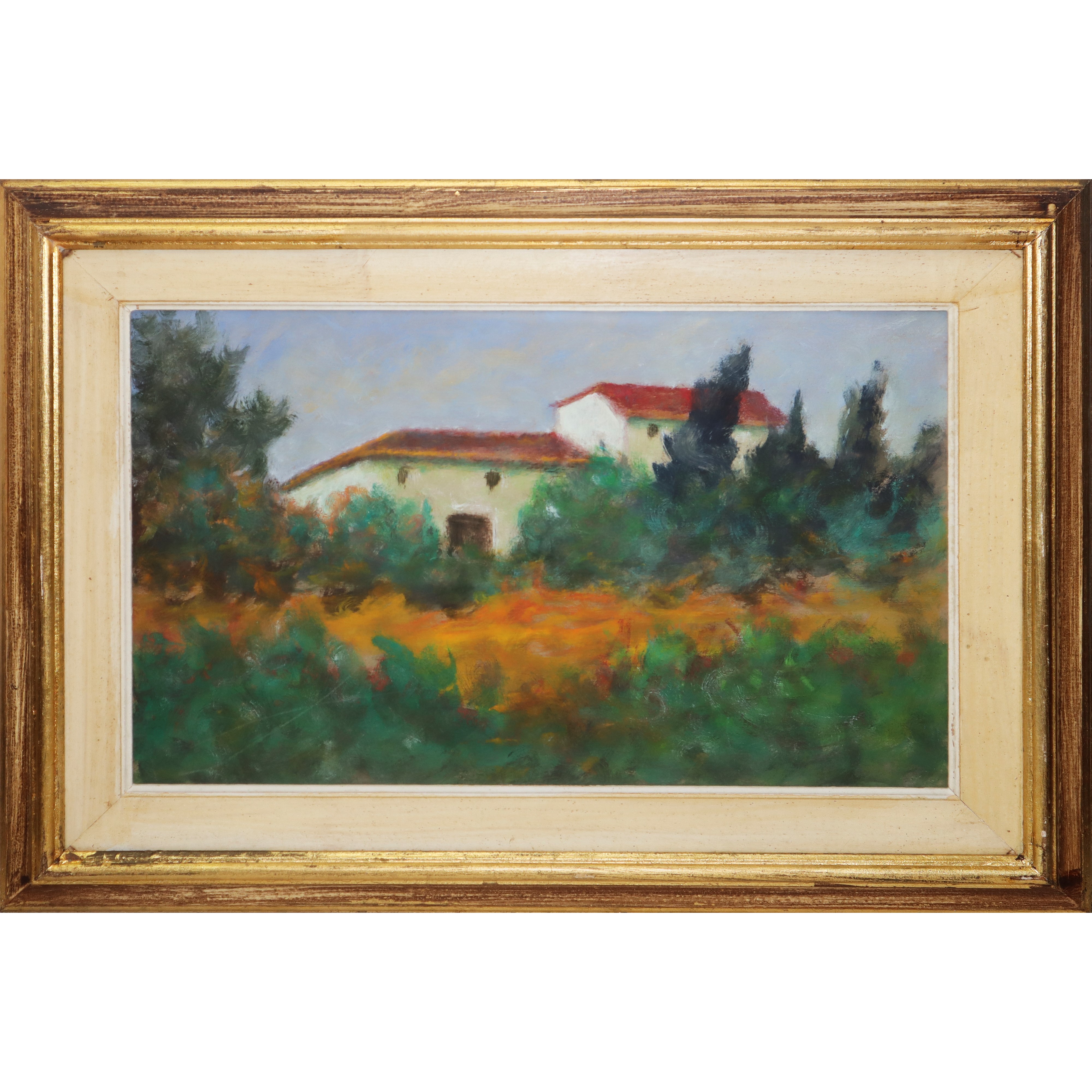 Coppia di dipinti, Paesaggio campestre con case