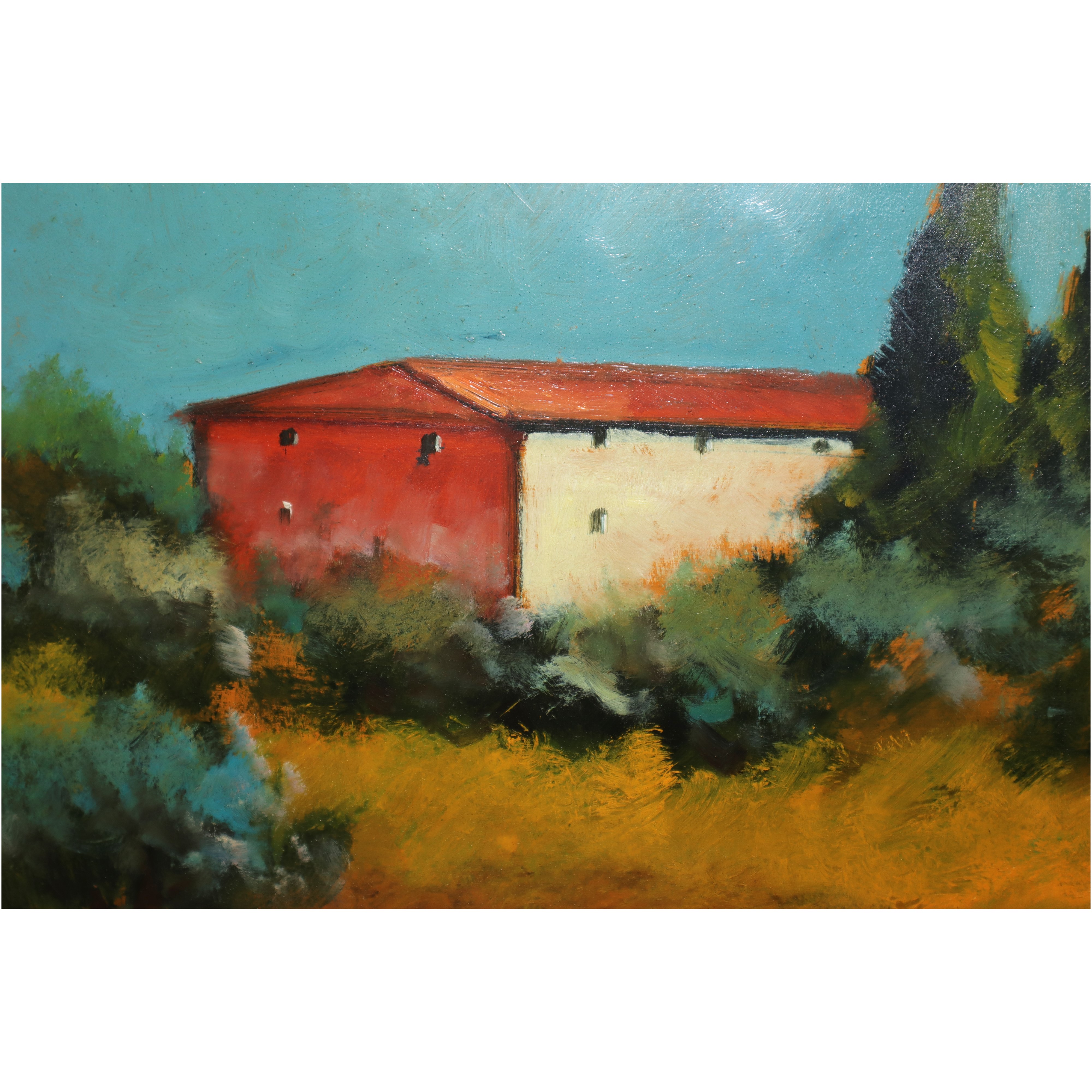 Coppia di dipinti, Paesaggio campestre con case