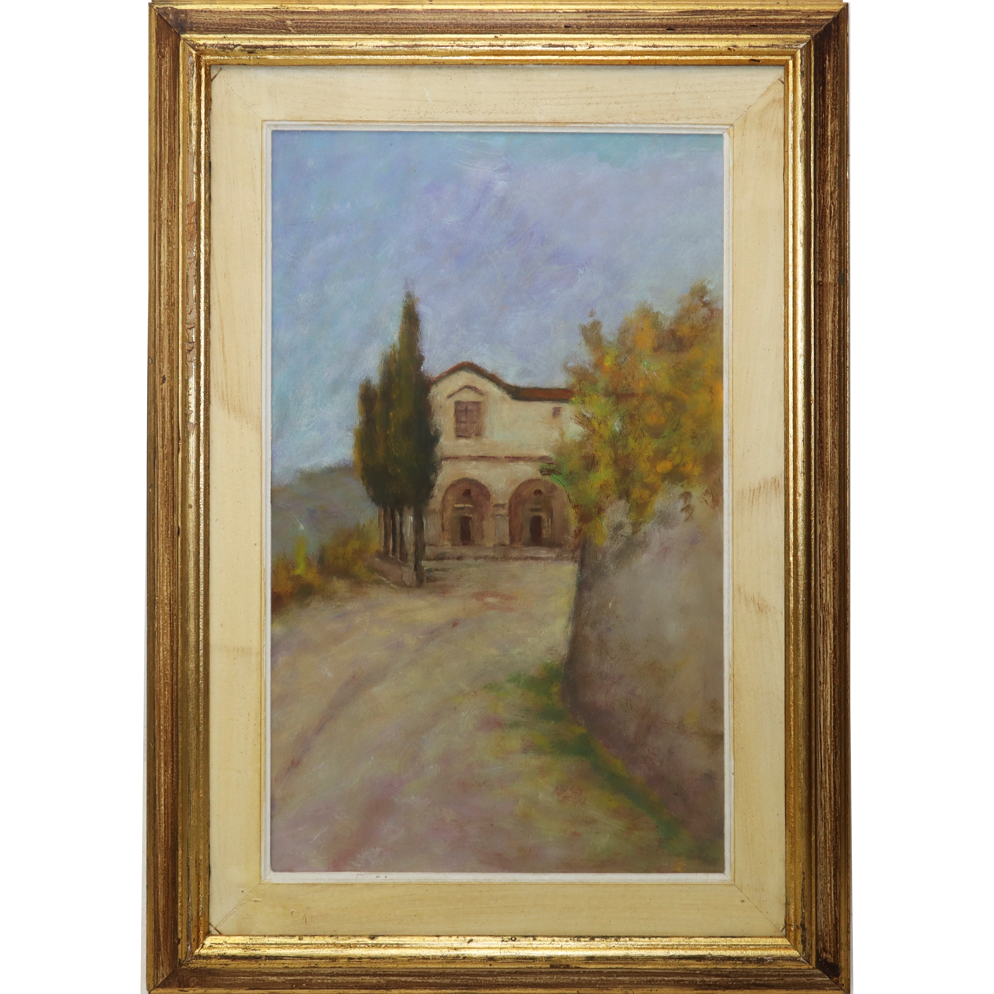 Coppia di Dipinti, Strada con Casa di Campagna e Strada di Campagna con Cipressi