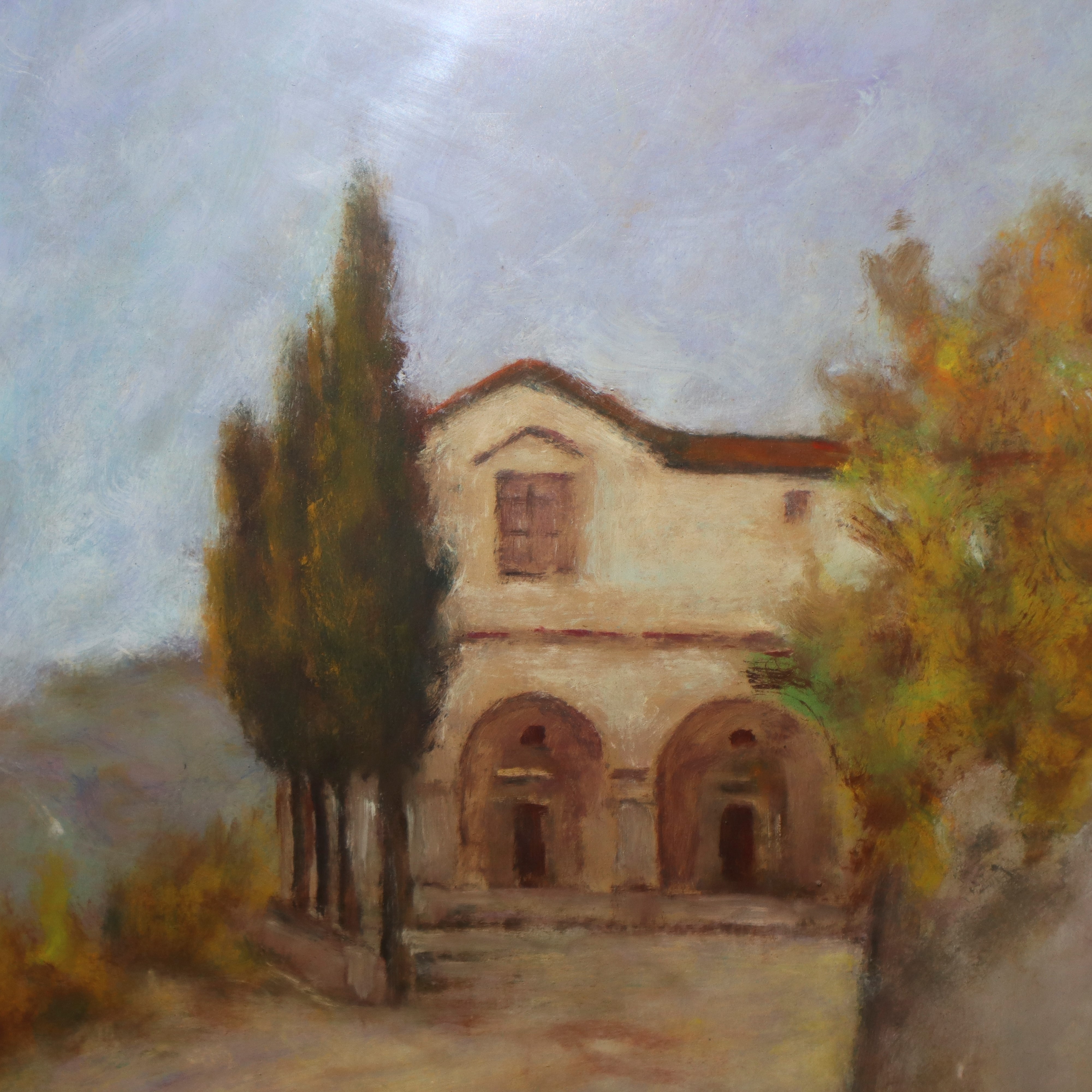 Coppia di Dipinti, Strada con Casa di Campagna e Strada di Campagna con Cipressi