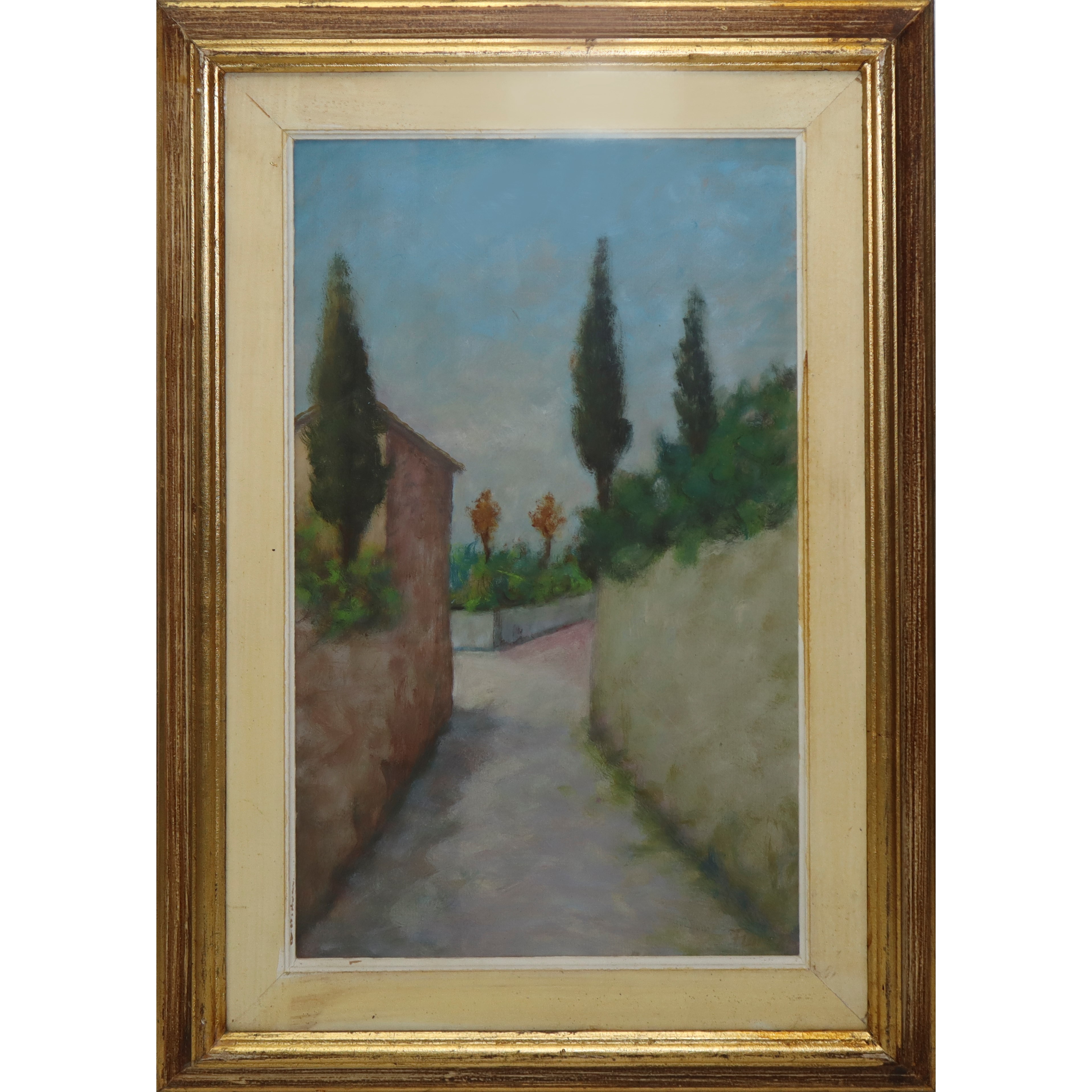 Coppia di dipinti, Strada con casa di campagna e Strada di campagna con cipressi