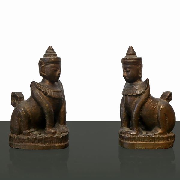 Pair of bookends with Buddhist ethnic figure