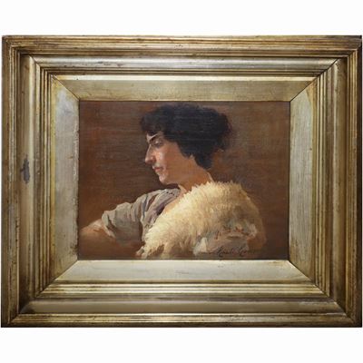 Ritratto di Donna con Stola di Pelliccia Bianca