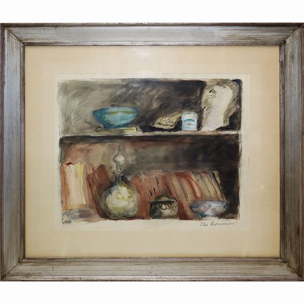 Elio Romano - Shelves with vases and books
