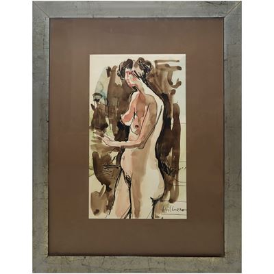 Nudo di donna, acquarello su cartoncino