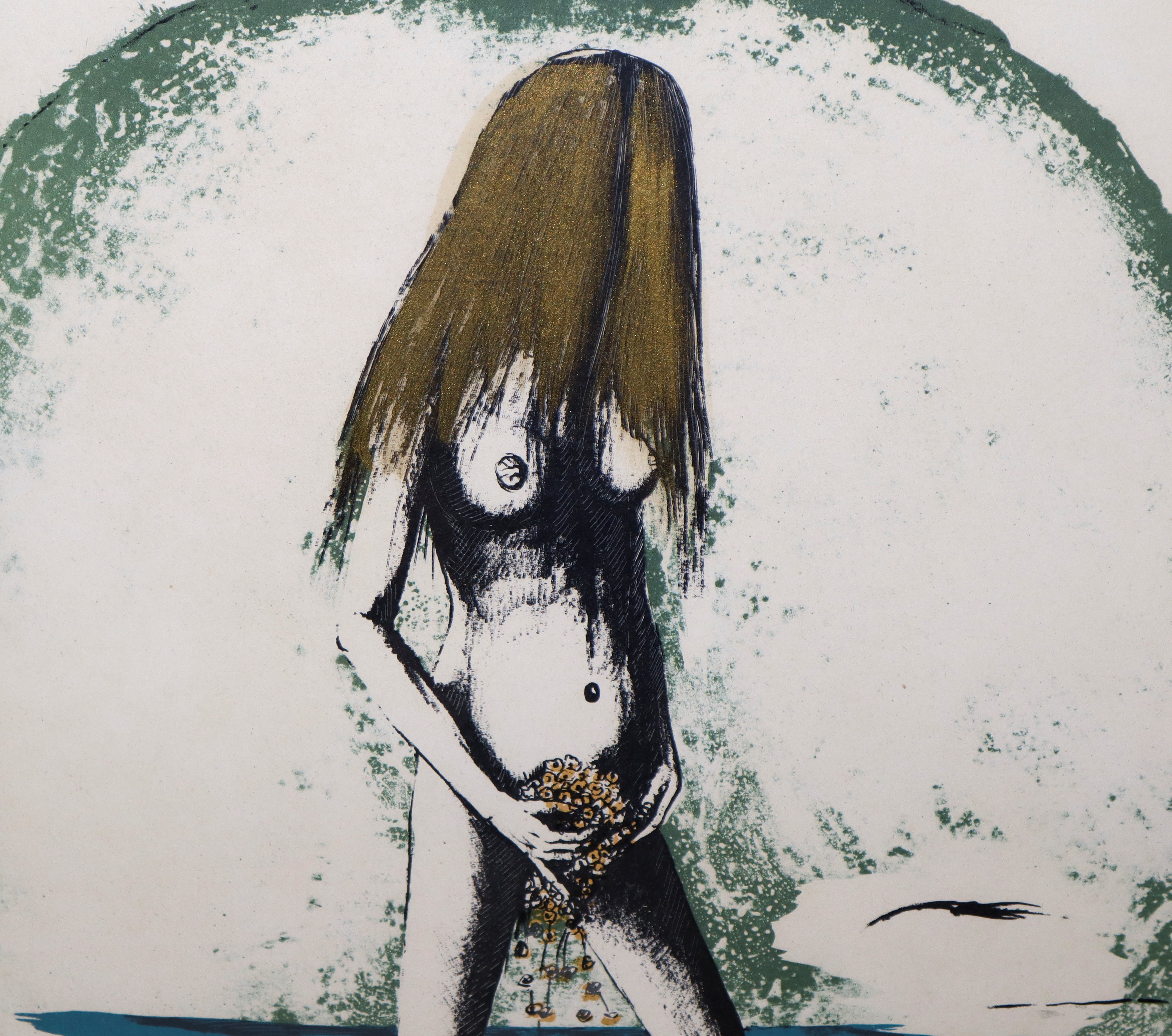 Sergio Vacchi - Nudo di donna, litografia ritoccata a mano