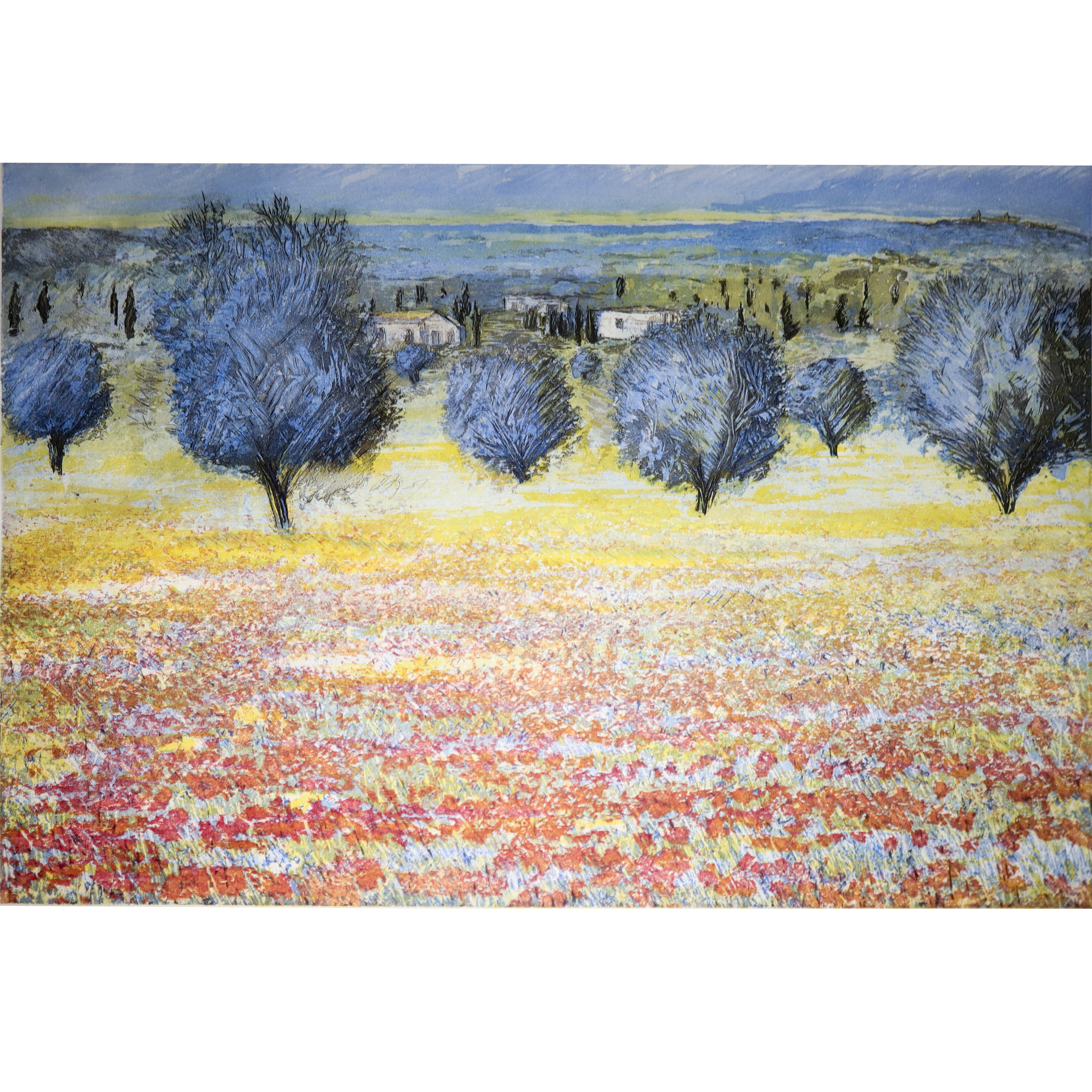 Michele Cascella - Alberi con casa