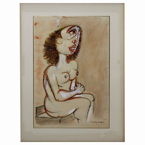 Giuseppe Migneco - Nudo di donna seduto