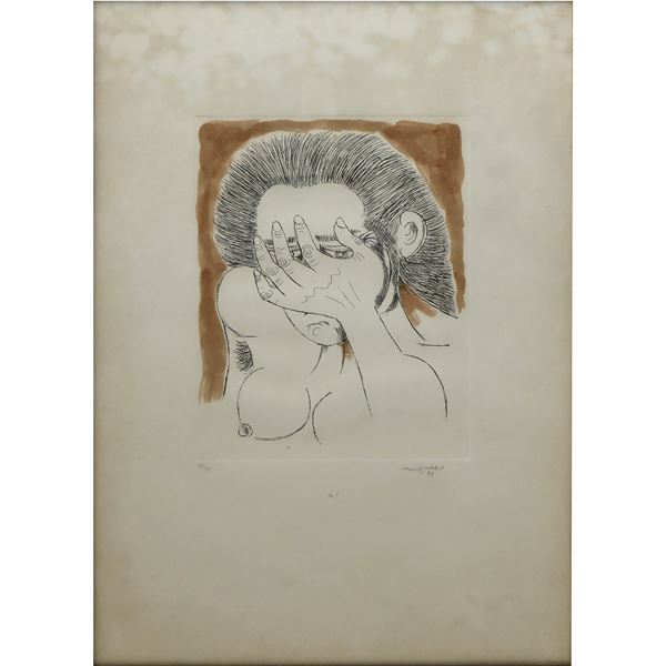 Giuseppe Migneco - Viso di donna nascosto dalla mano