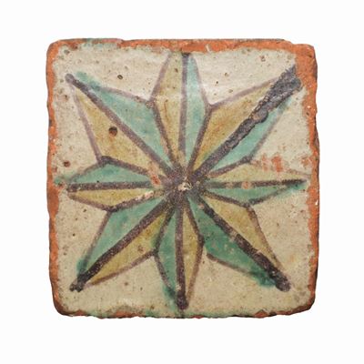Tozzetto in Maiolica di Caltagirone Raffigurante Rosa dei Venti