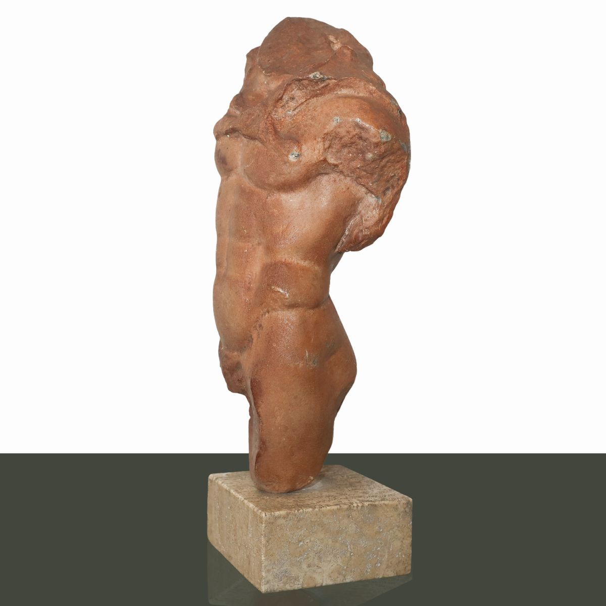 Torso di Uomo Romano in Gesso Patinato Bruno
