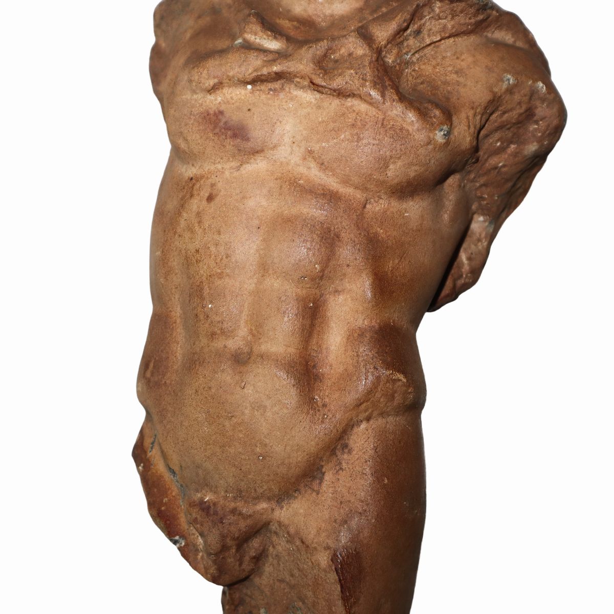 Torso di Uomo Romano in Gesso Patinato Bruno