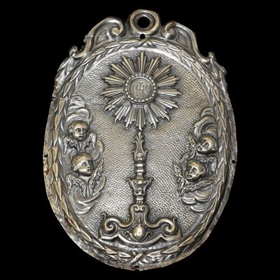 Placca in Argento Raffigurante Sacra Eucarestia con Putti